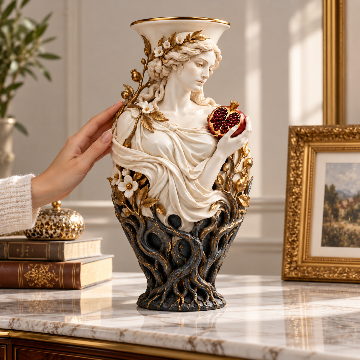 🌹 Persephone’s Return™ – Greek Goddess Sculptural Vase | A Symbol of Hope & New Beginnings