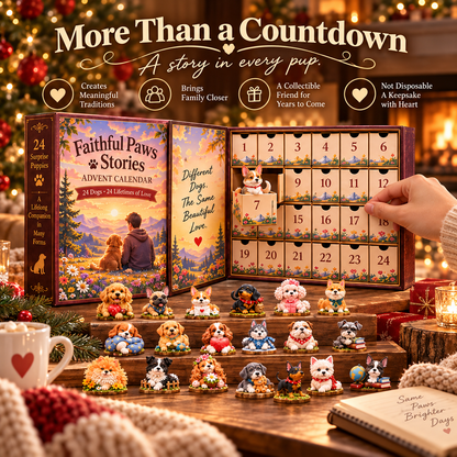 🐾 Faithful Paws Stories™ – 24 Dogs, One Forever Love ❤️ | 2026 Dog Figurine Advent Calendar – 24 Collectible Resin Puppies