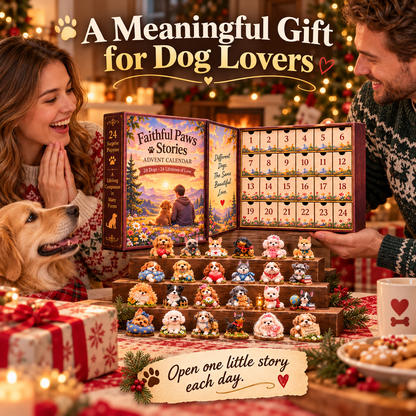 🐾 Faithful Paws Stories™ – 24 Dogs, One Forever Love ❤️ | 2026 Dog Figurine Advent Calendar – 24 Collectible Resin Puppies