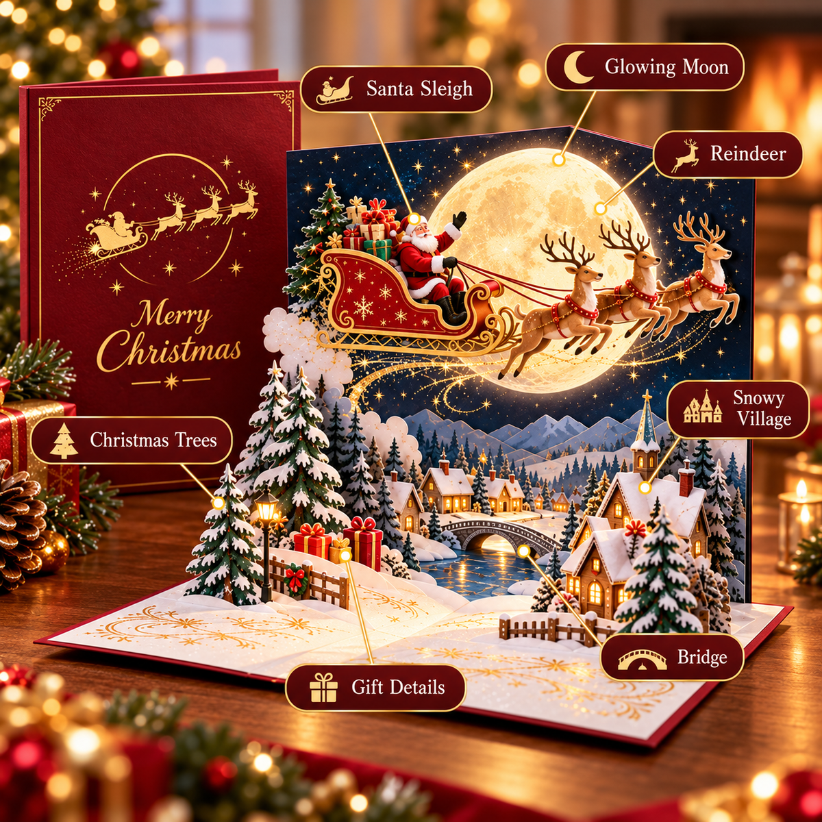 Details of Santa Christmas 3D pop-up card