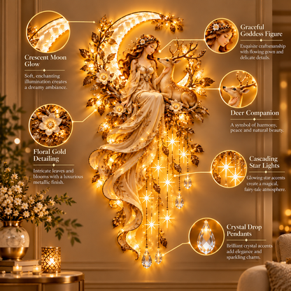 Limited-Time 60% OFF|🌙 Moonlit Goddess & Deer Glow™ – Magical Lighted Wall Art