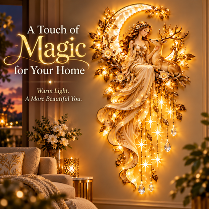 Limited-Time 60% OFF|🌙 Moonlit Goddess & Deer Glow™ – Magical Lighted Wall Art