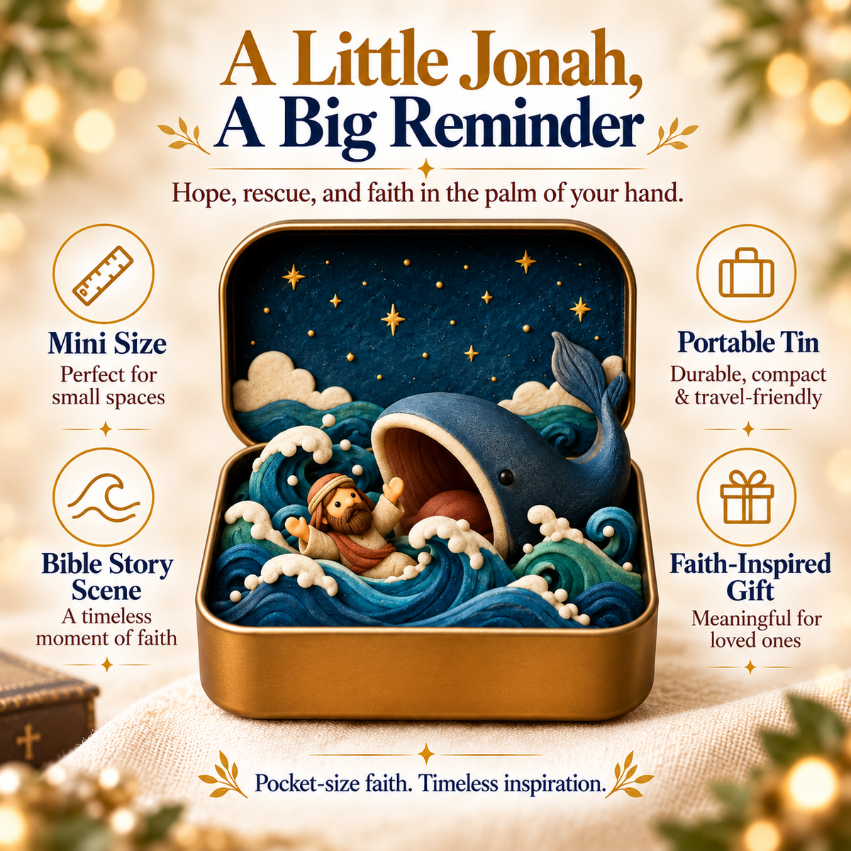 ✨ Pocket Bible Stories™ – 3D Mini Faith Keepsake Tin Collection | Meaningful Christian Gift