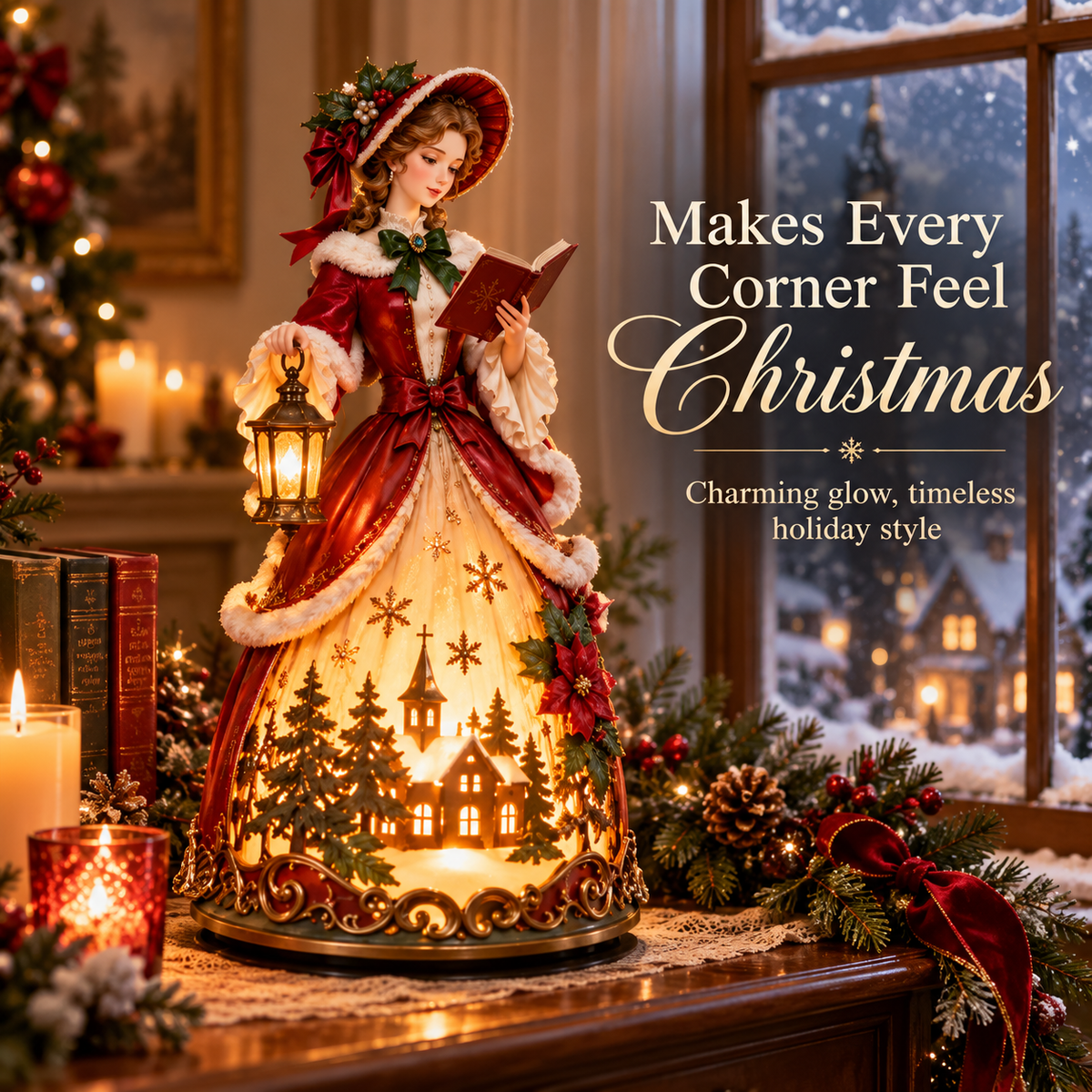 🎄 Victorian Christmas Caroler Lady Lamp™ – Lighted Holiday Tabletop Decor