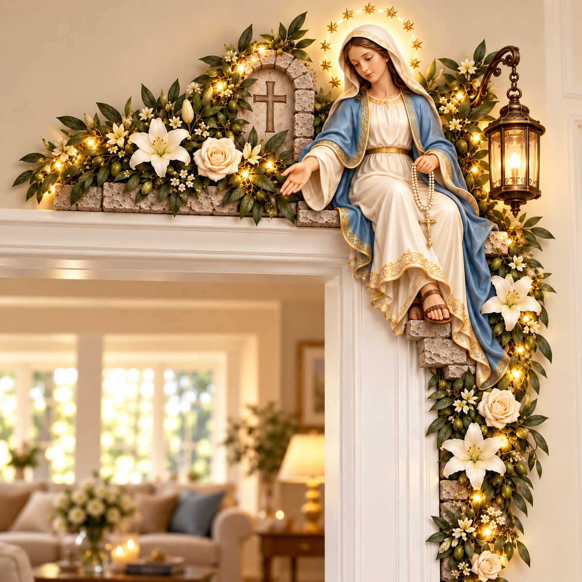 Blessed Mother Doorway Blessing™ – Lighted Marian Doorframe Corner Decor
