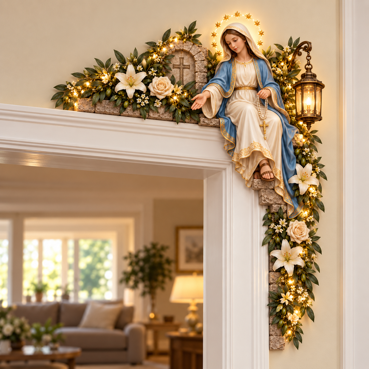 Blessed Mother Doorway Blessing™ – Lighted Marian Doorframe Corner Decor