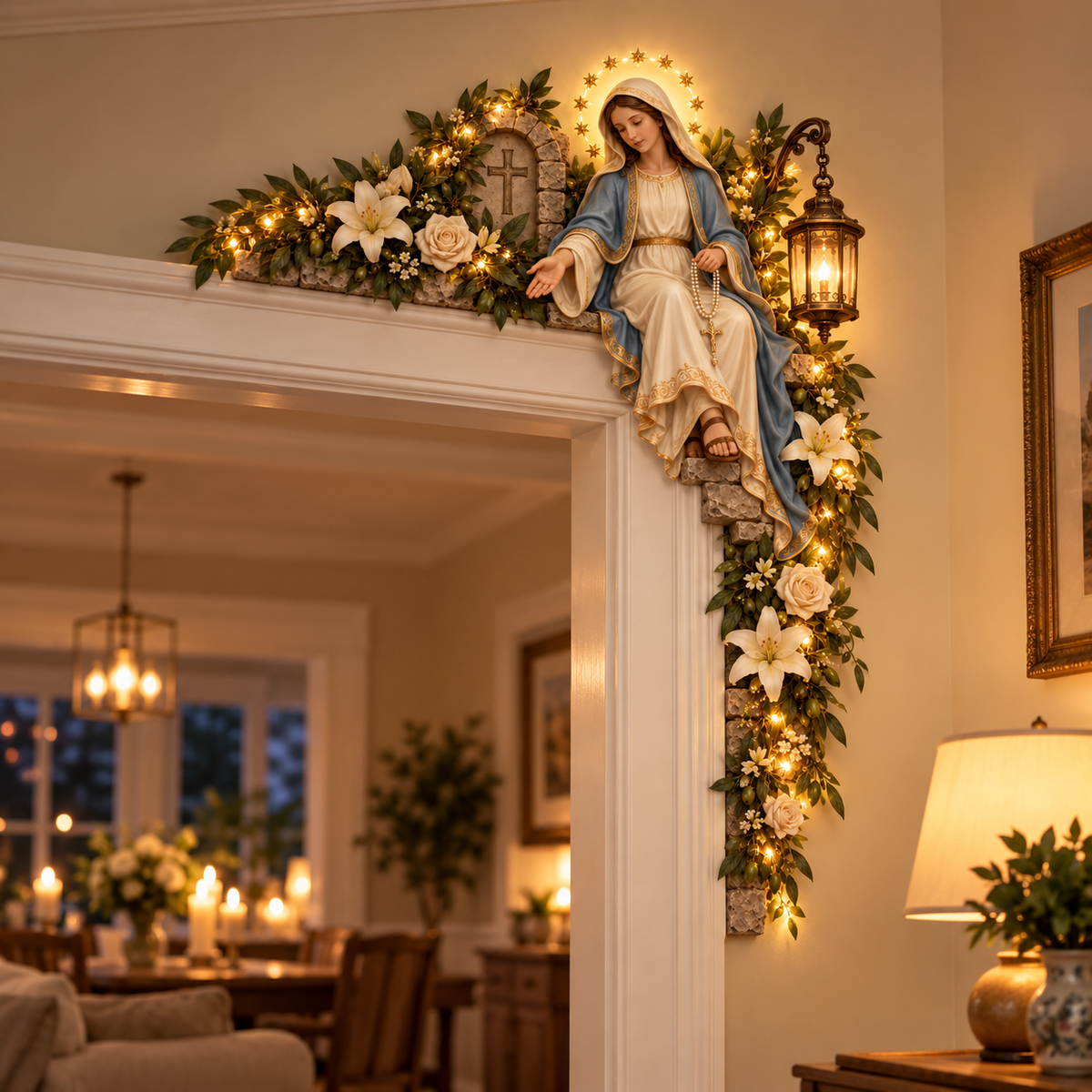 Blessed Mother Doorway Blessing™ – Lighted Marian Doorframe Corner Decor