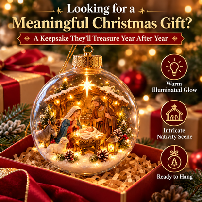 ✨ Lighted Nativity Scene Christmas Ornament – 3D Holy Family Keepsake, Christian Tree Decor & Meaningful Religious Gift