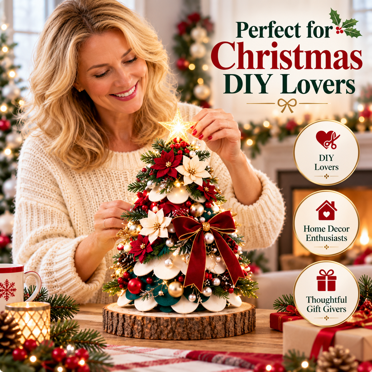 🎄 DIY Tabletop Christmas Tree Craft Kit – Handmade Holiday Decor & Meaningful Christmas Gift