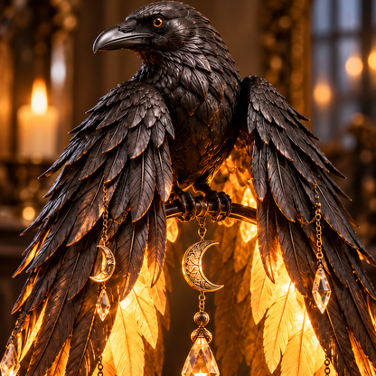 Ravenwing Nocturne™ – Illuminated Gothic Raven Table Lamp