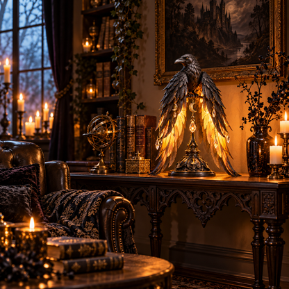 Ravenwing Nocturne™ – Illuminated Gothic Raven Table Lamp