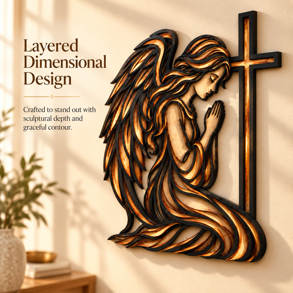 Angel of Prayer™ – Praying Angel & Cross Faith Wall Decor