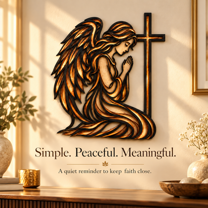 Angel of Prayer™ – Praying Angel & Cross Faith Wall Decor