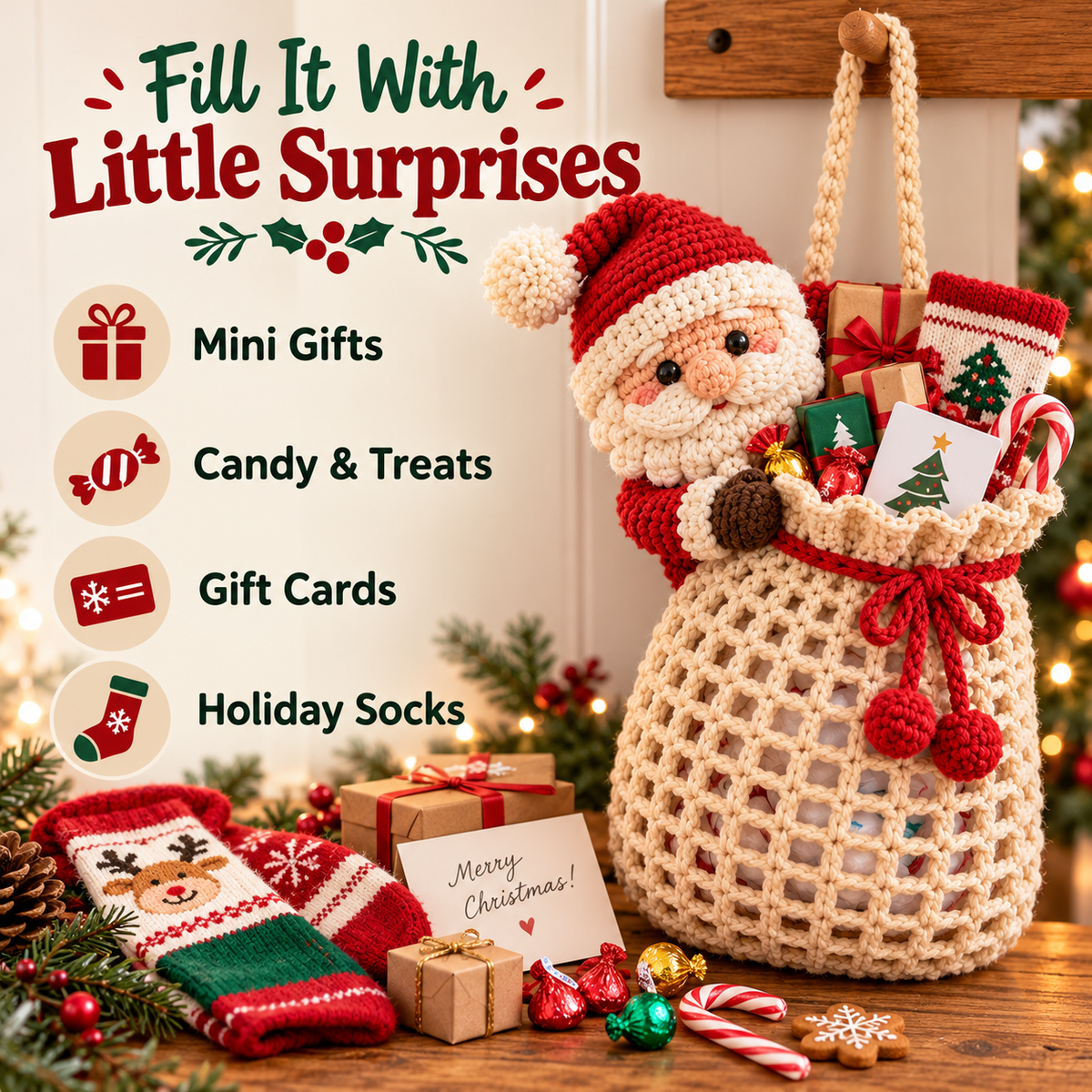 Santa’s Little Gift Sack™ – Crochet DIY Christmas Surprise Holder