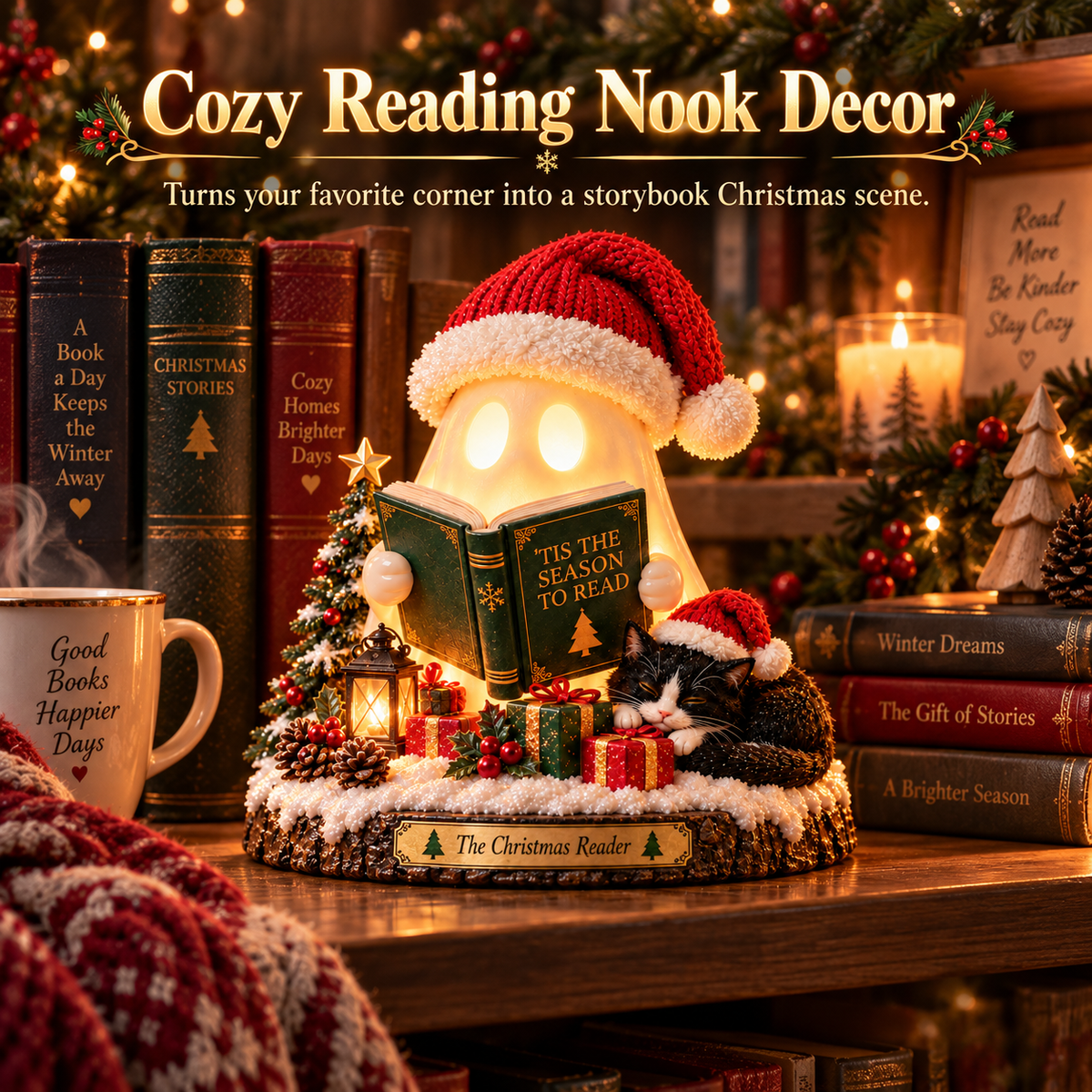 The Christmas Reader cozy reading nook decor