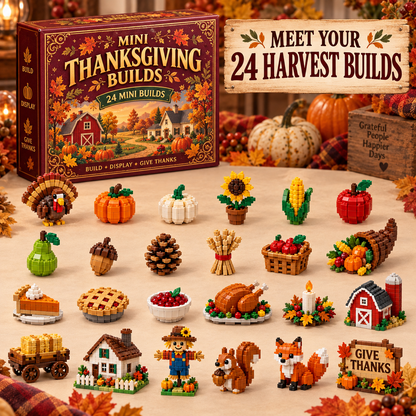 🦃 Build a Little Gratitude — 24 Mini Thanksgiving Builds Gift Set 🎁