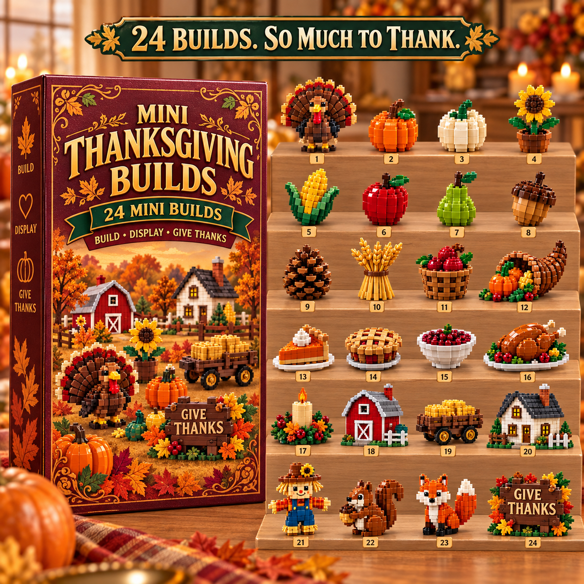 Thanksgiving miniature building set presented as a thoughtful seasonal gift
