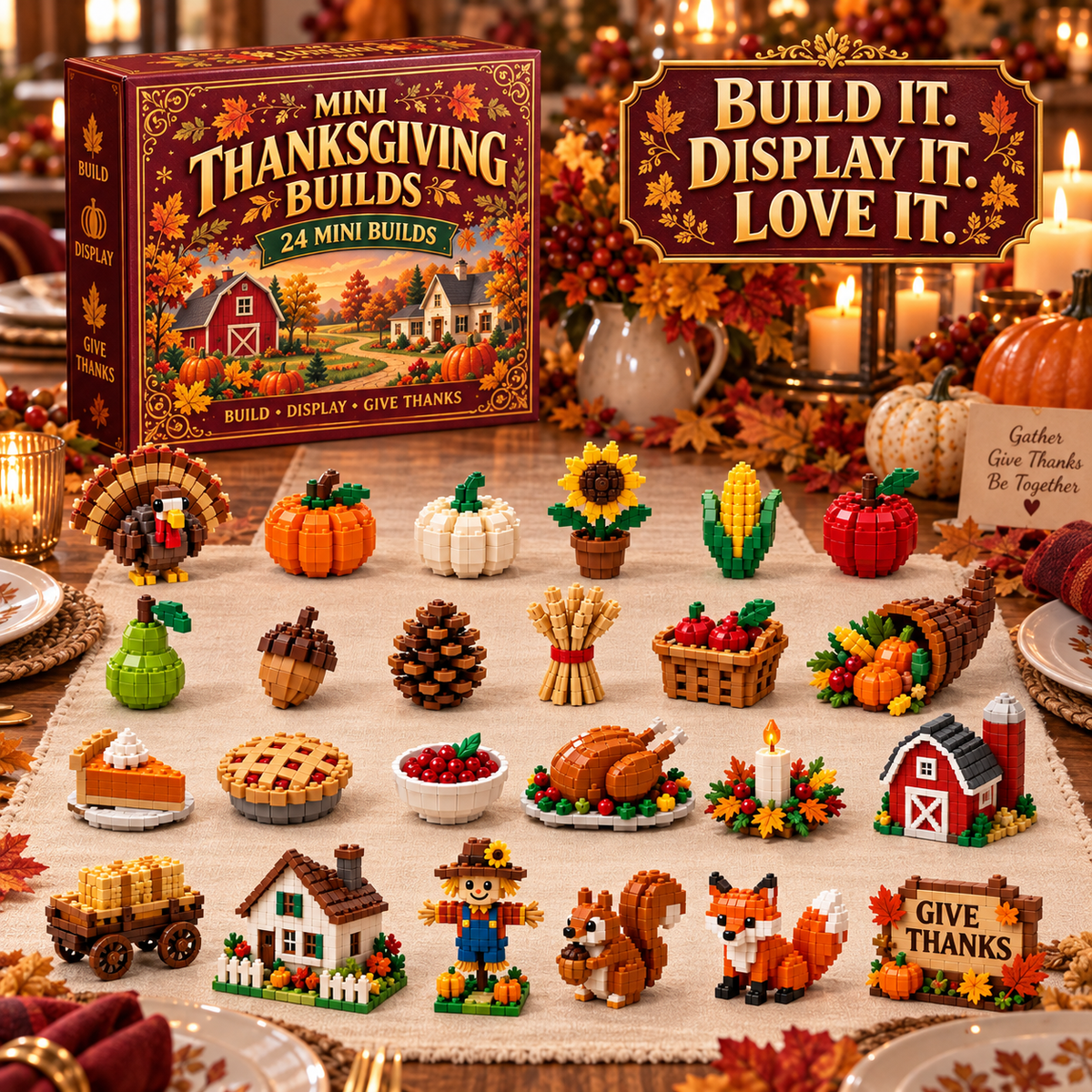 🦃 Build a Little Gratitude — 24 Mini Thanksgiving Builds Gift Set 🎁