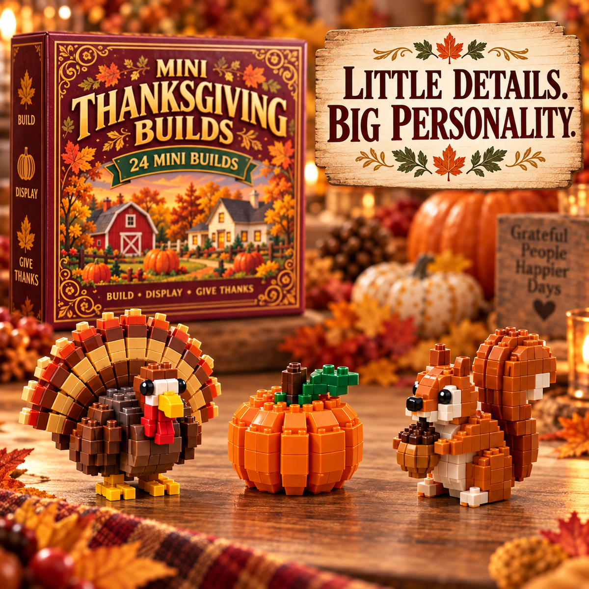 🦃 Build a Little Gratitude — 24 Mini Thanksgiving Builds Gift Set 🎁
