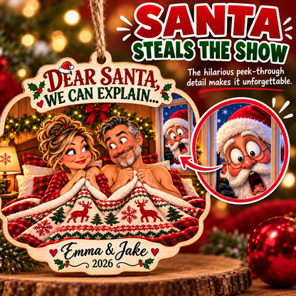 Santa Saw Everything™ – Funny Custom Couple Christmas Ornament