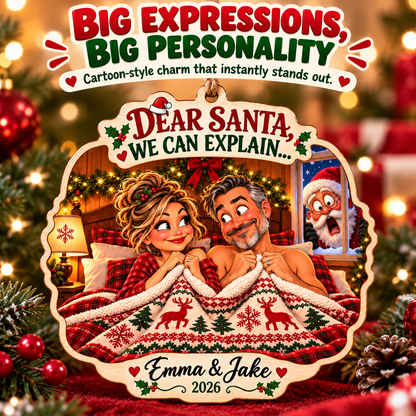 Santa Saw Everything™ – Funny Custom Couple Christmas Ornament