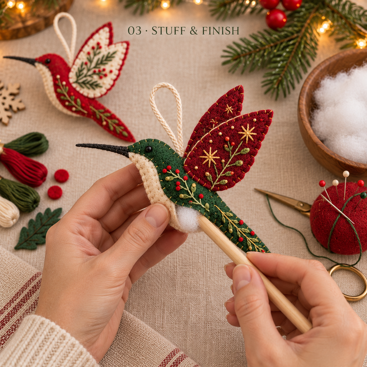 🎄 Limited-Time Christmas Sale | Festive Felt Ornament DIY Kits – Hummingbird, Santa, Snowman & Reindeer | Buy More, Save More!