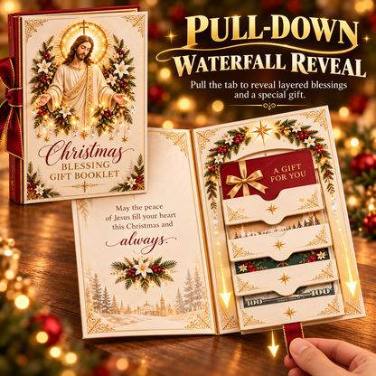 🎁 Blessings Unfold™ – Pull & Reveal Christmas Gift Card Book