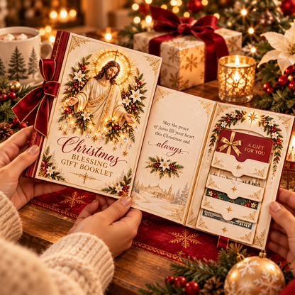 🎁 Blessings Unfold™ – Pull & Reveal Christmas Gift Card Book