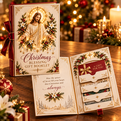 🎁 Blessings Unfold™ – Pull & Reveal Christmas Gift Card Book