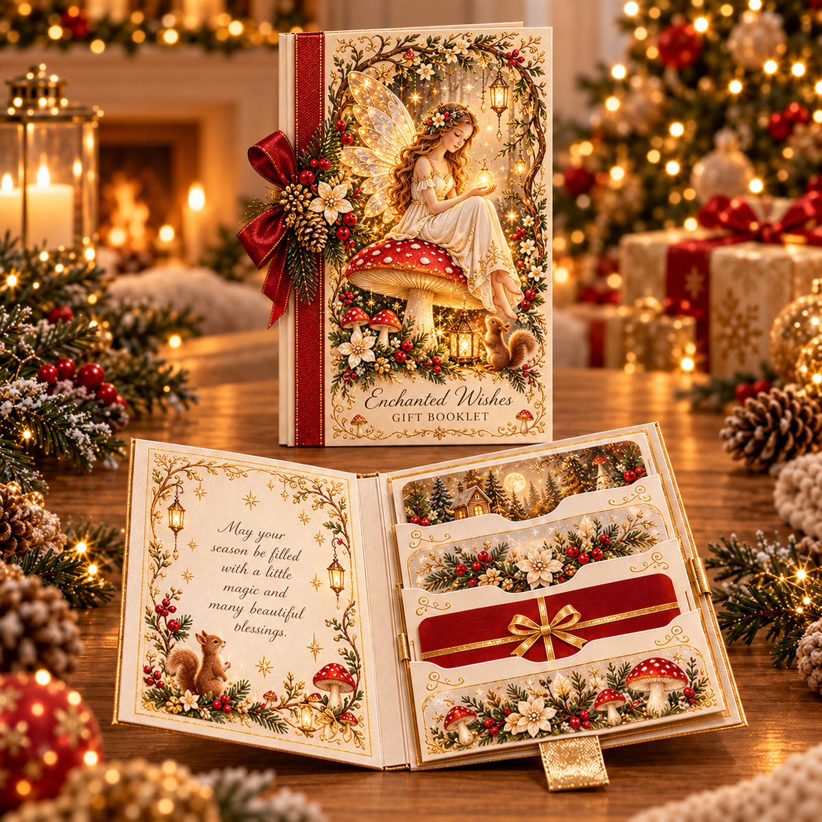 🎁 Blessings Unfold™ – Pull & Reveal Christmas Gift Card Book