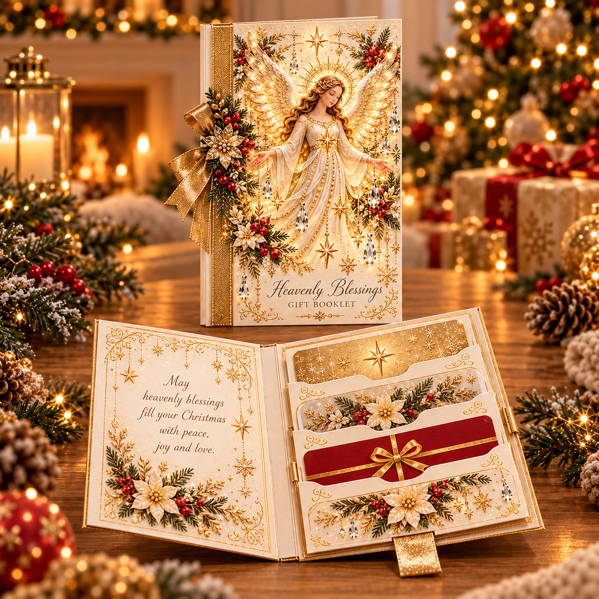 🎁 Blessings Unfold™ – Pull & Reveal Christmas Gift Card Book