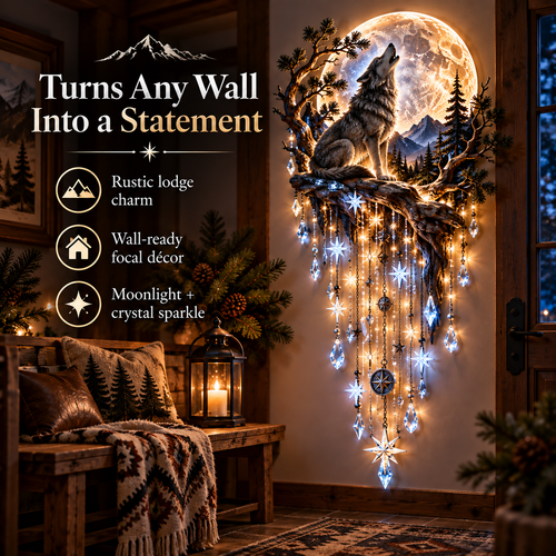 🐺🌕 Wolf Howling Moon Starfall Wall Light – Bring the Wild Home
