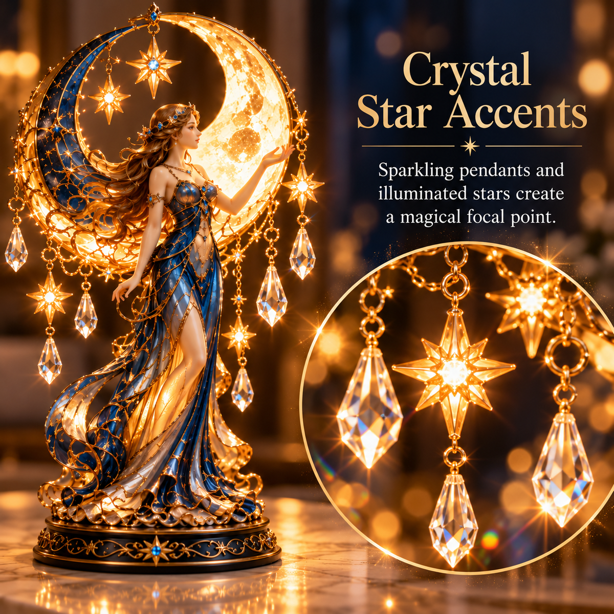 Moon Goddess crystal star accents
