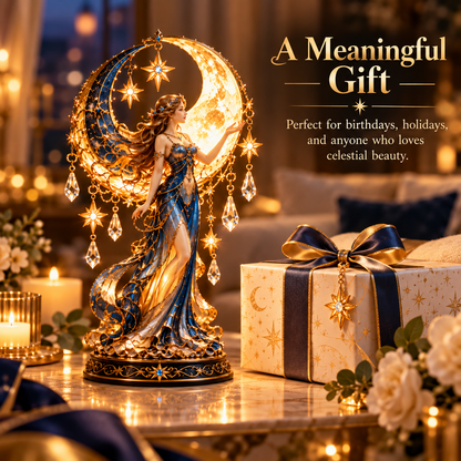 ✨ Moon Goddess Glow™ – Magical Crescent Moon & Crystal Table Lamp