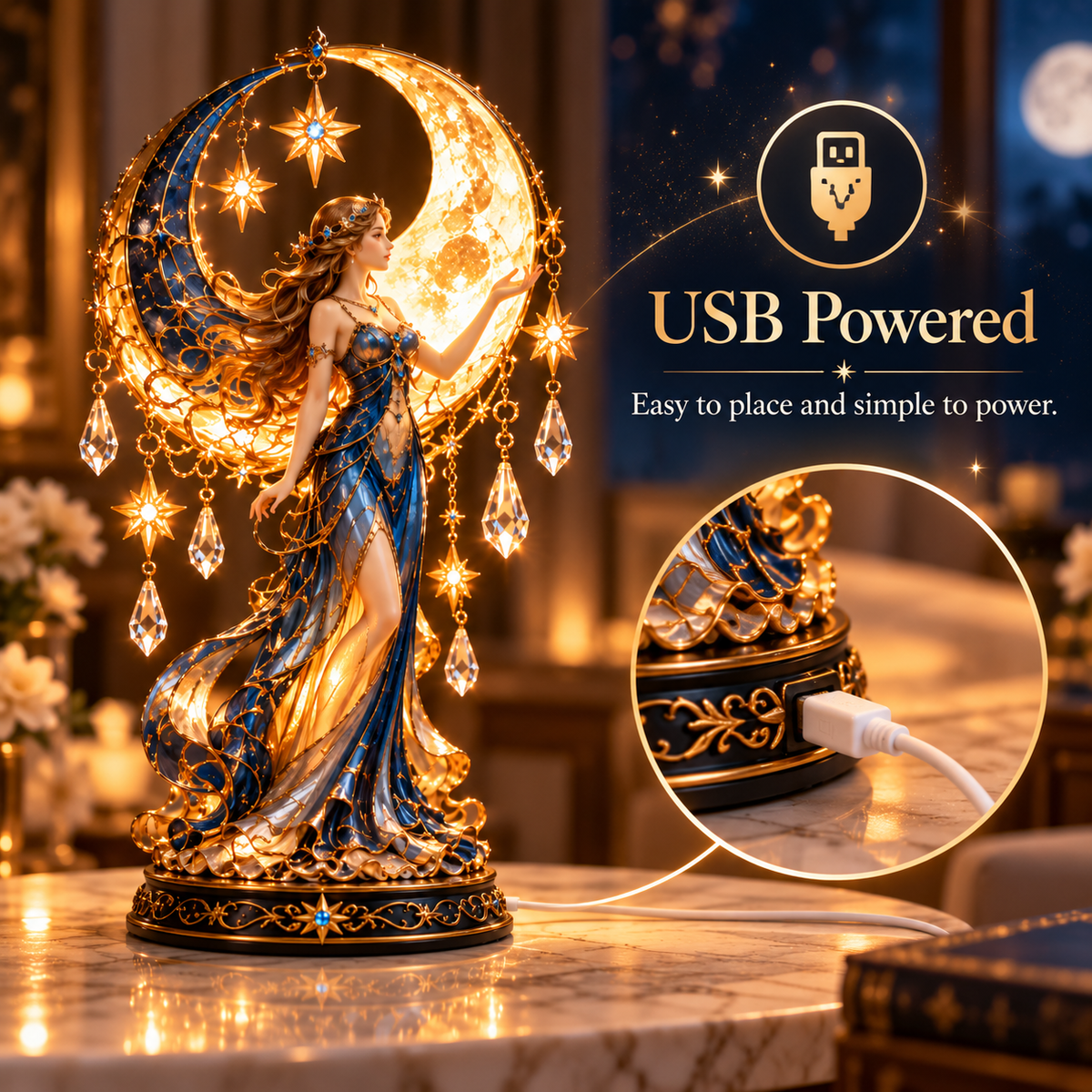 USB powered Moon Goddess lamp
