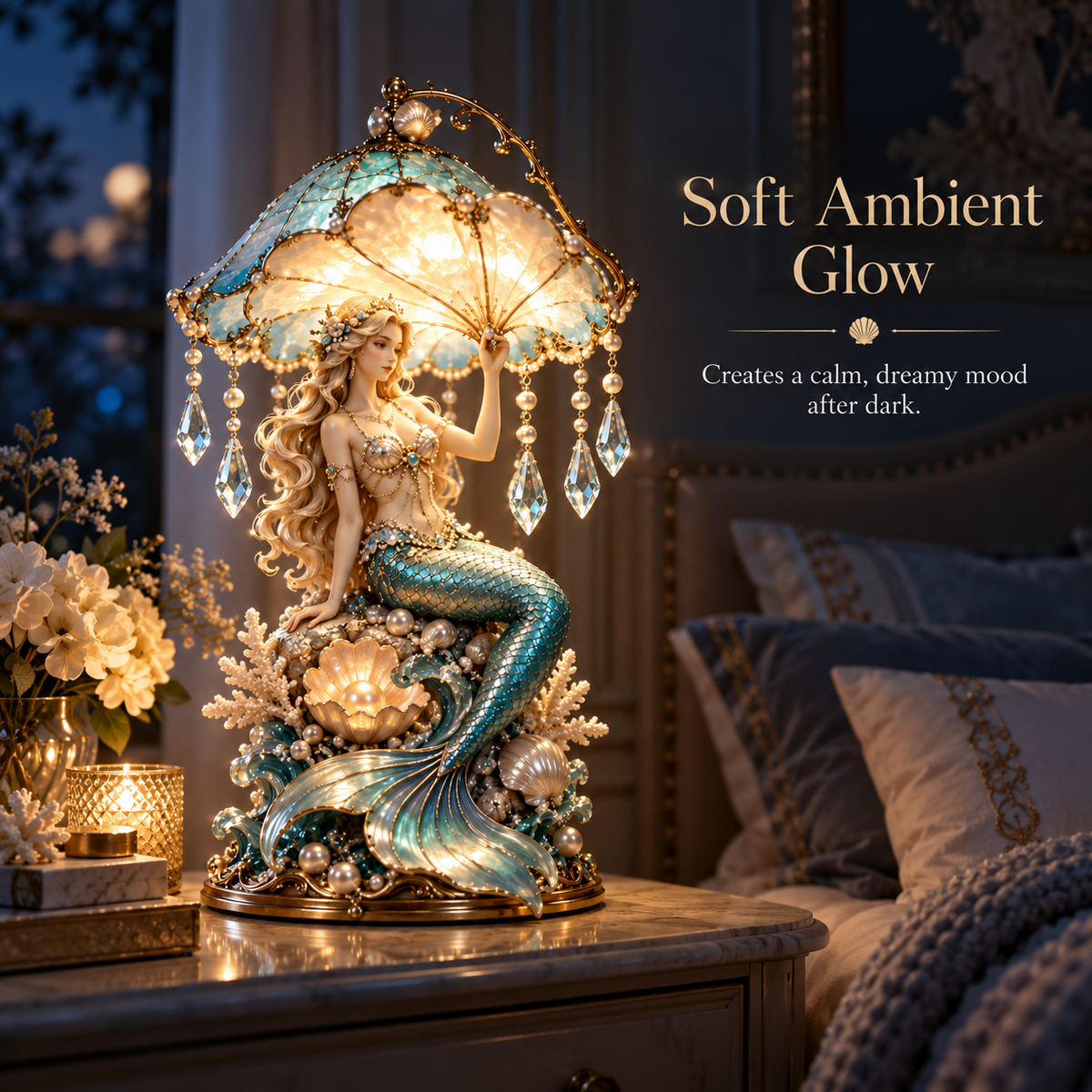 Pearl Tide Mermaid bedside ambient lamp