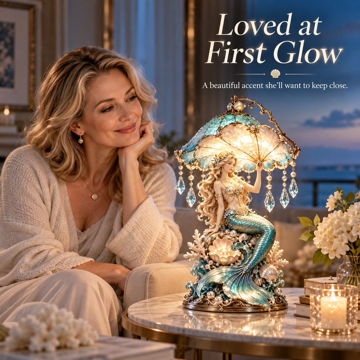 Pearl Tide Mermaid™ – Enchanted Seashell Crystal Lamp