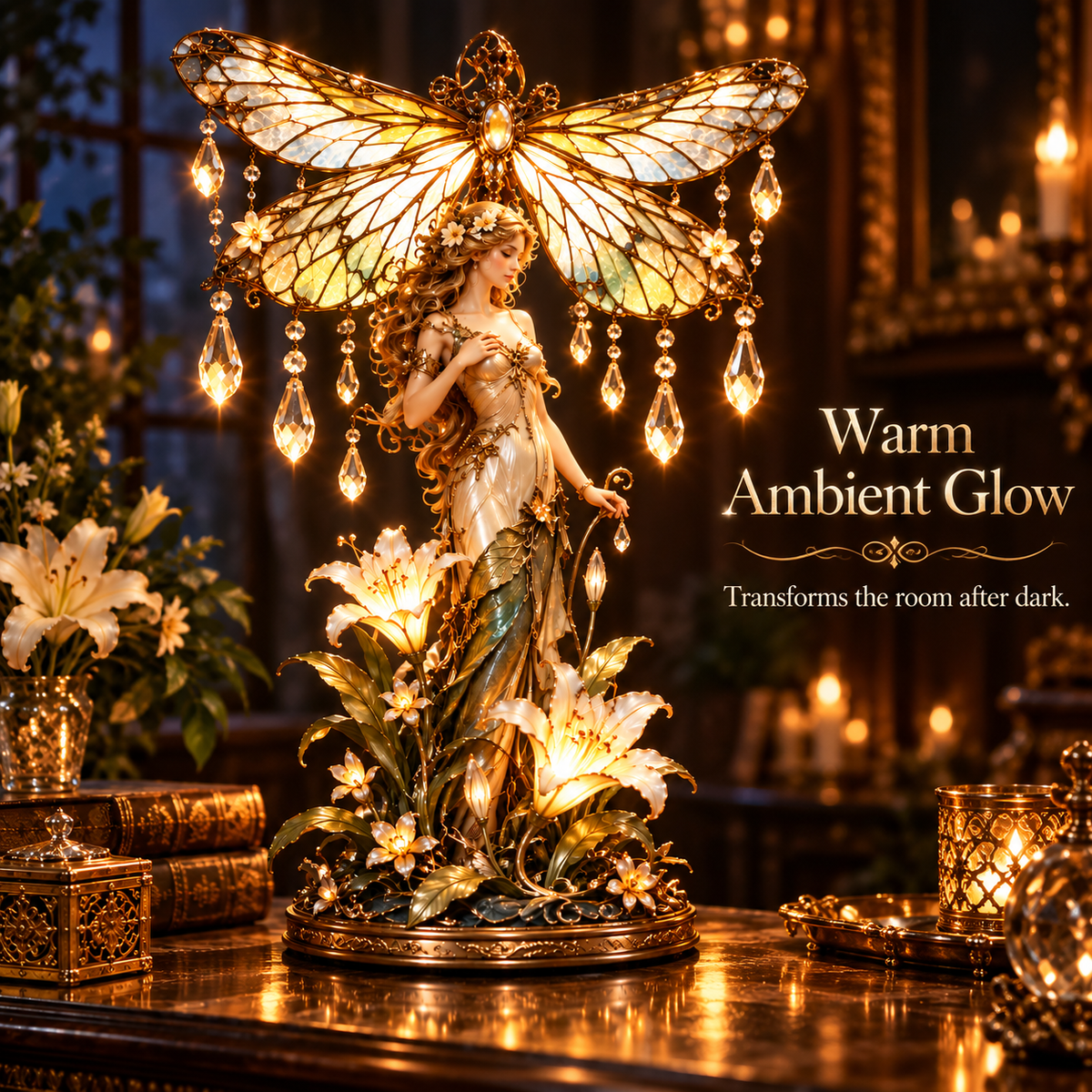 Dragonfly Garden Lady warm glow