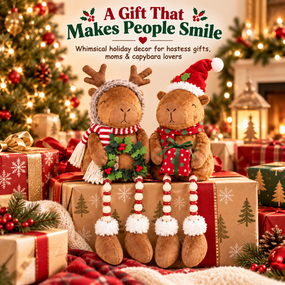 🎄 Christmas Capybara Couple™ – Cute Dangling Legs Plush Shelf Sitters | Cozy Holiday Decorations & Christmas Gifts 🎁