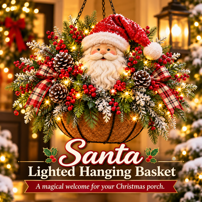 🔥 LIMITED-TIME 50% OFF 🎄 Pre-Lit Christmas Hanging Basket – Lighted Santa & Snowman Porch Decorations