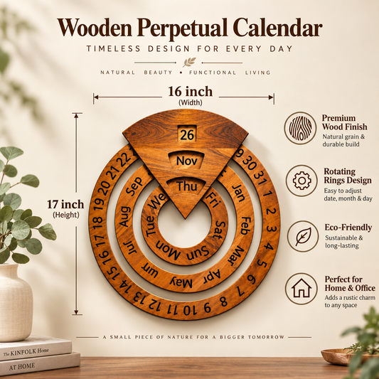 🕰Vintage Wooden Perpetual Calendar – Timeless Desk Decor