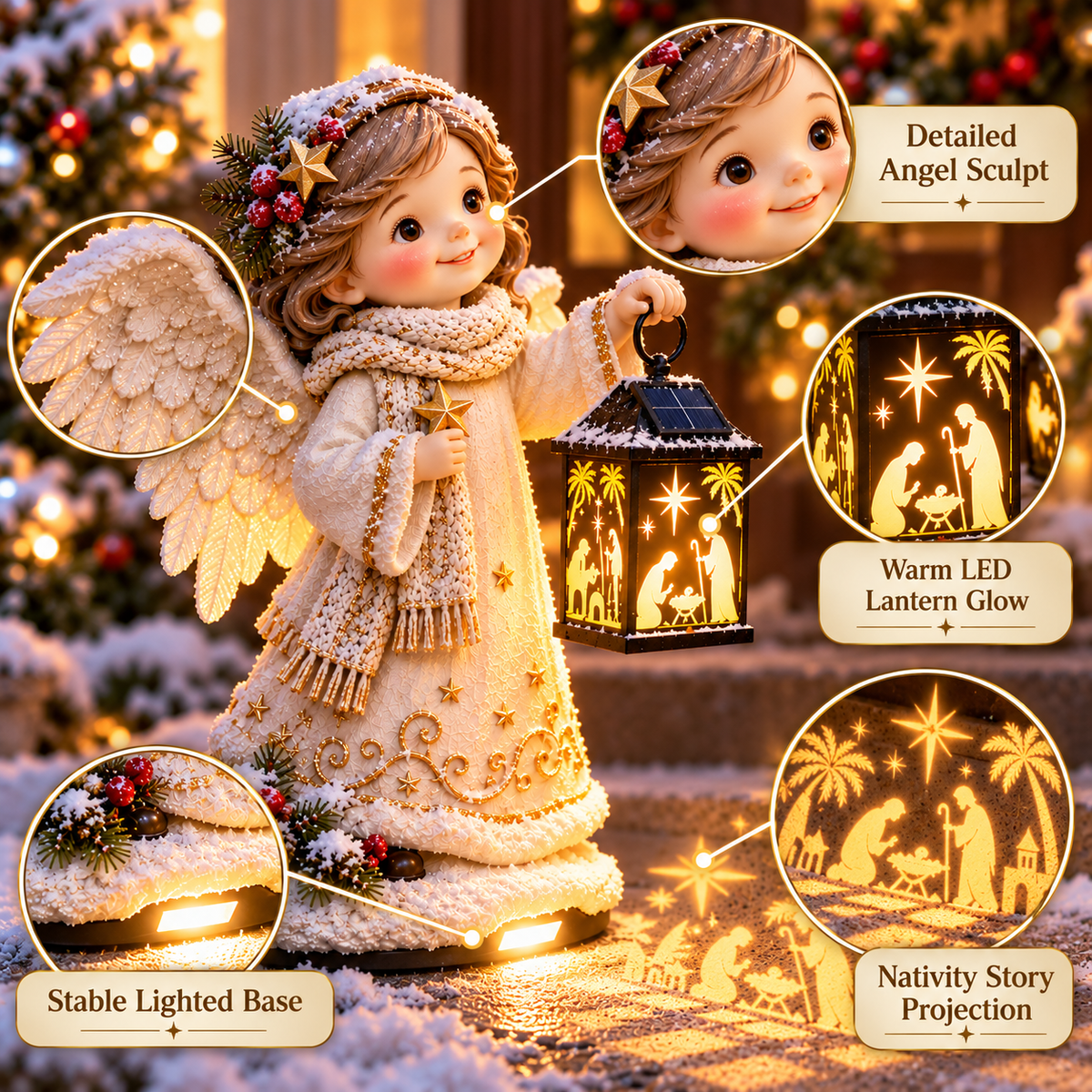 ✨ Bethlehem Angel™ – Lighted Nativity Projection Lantern | Christmas Angel Figurine & Faith-Inspired Holiday Decor ✝️