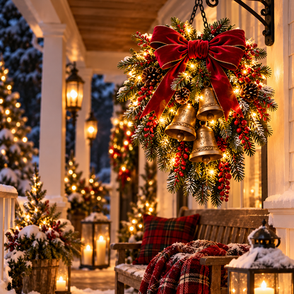 🎄 Last Day 50% OFF 🏆 Pre-Lit Christmas Hanging Basket | 🎄Pre-lit, weather-resistant, and zero maintenance🏆