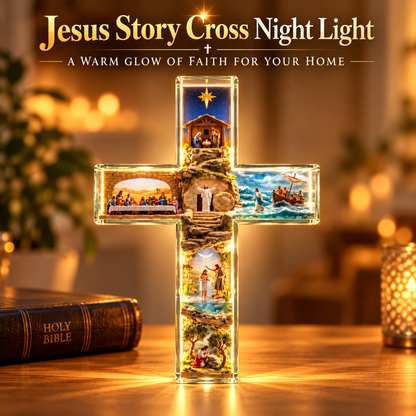 ✝️ Jesus' Life Story Illuminated Cross – 3D Biblical Scenes Night Light | Christian Home Decor & Meaningful Faith Gift ✨