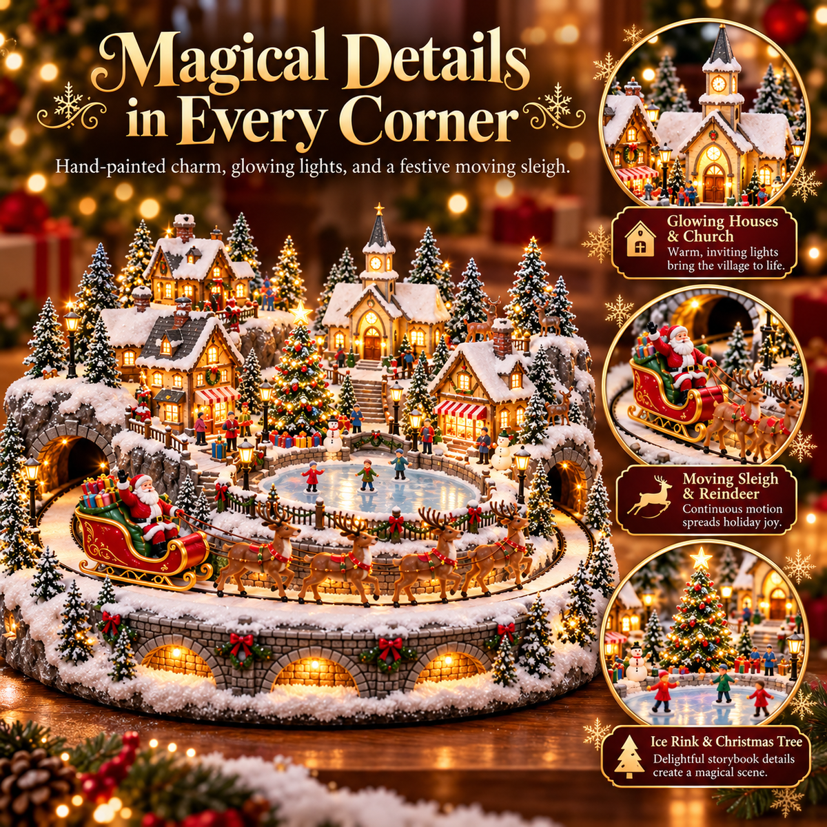 🎅 Santa’s Christmas Eve Sleigh Village – Animated Holiday Scene