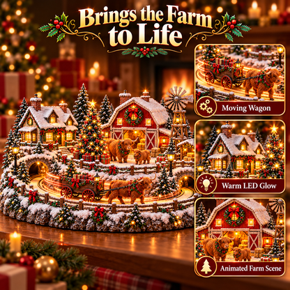 🐮 Highland Cow Christmas Farm Village – Animated Holiday Scene