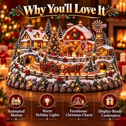 🐮 Highland Cow Christmas Farm Village – Animated Holiday Scene