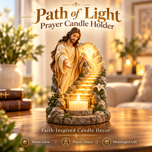 ✝️ Jesus Prayer Candle Holder | Illuminated Path to the Cross Décor