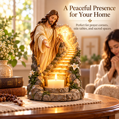 ✝️ Jesus Prayer Candle Holder | Illuminated Path to the Cross Décor