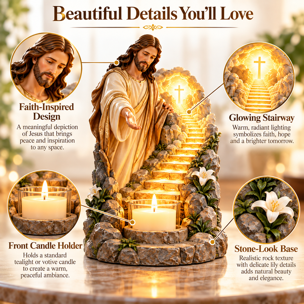 Jesus prayer candle holder sculptural details